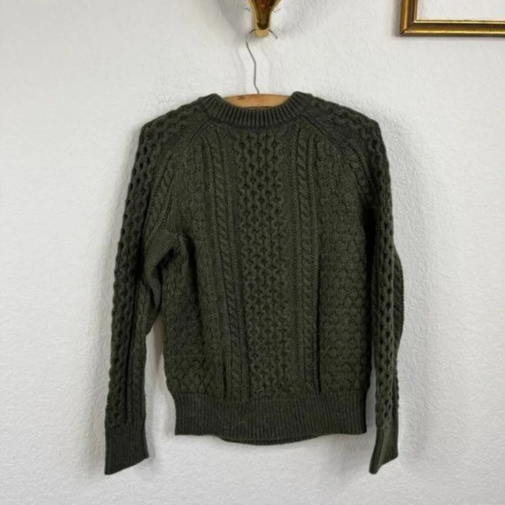 J. Crew Popcorn Cable Knit Sweater Green Sweater